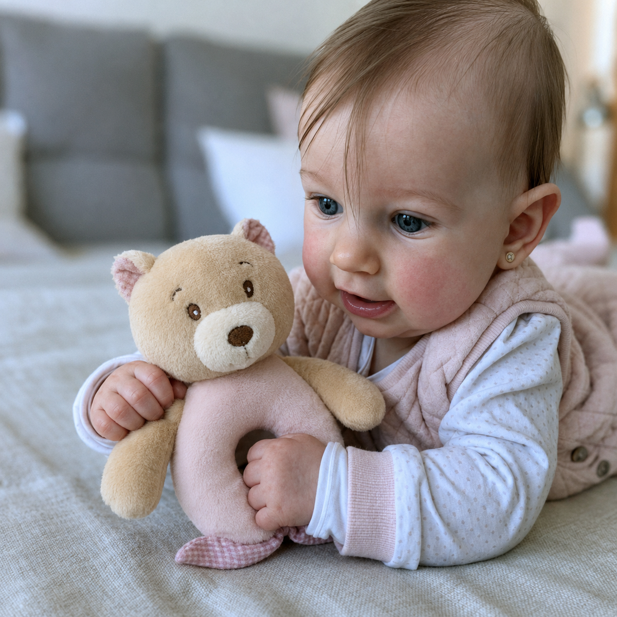 Baby Hug ropotulja medvedek - roza