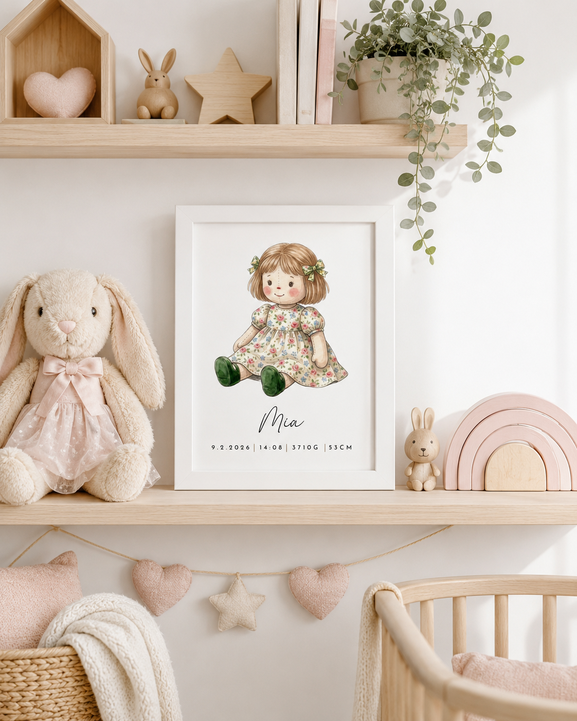 Grafika z rojstnimi podatki – punčka (zelena)