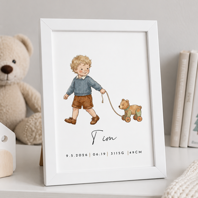 Grafika z rojstnimi podatki – deček z igračo