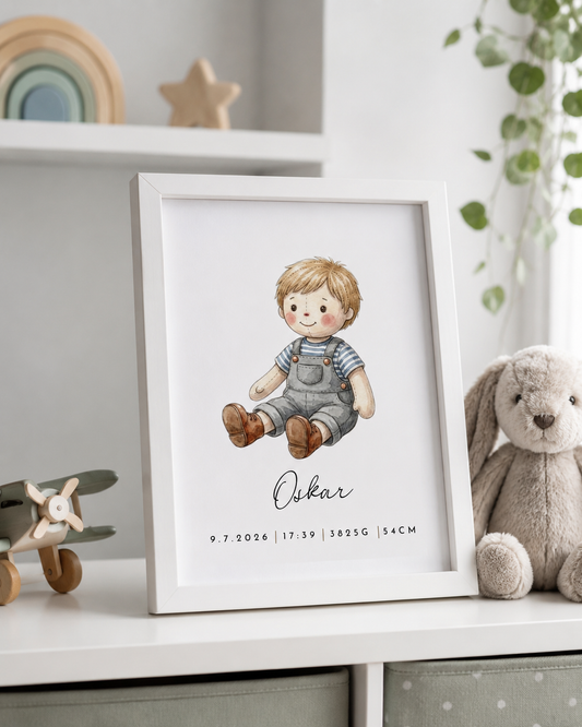 Grafika z rojstnimi podatki – fantek (moder)