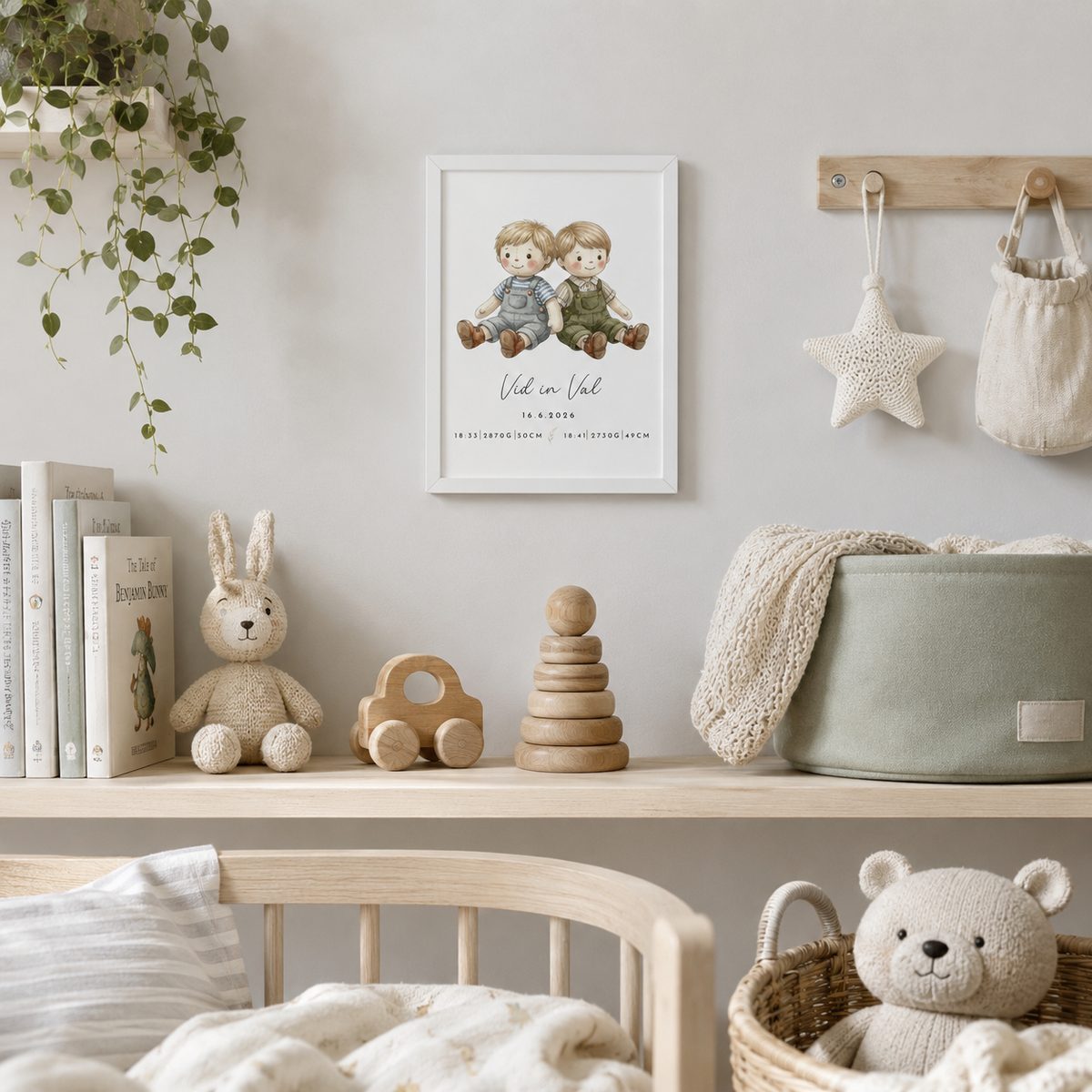 Grafika z rojstnimi podatki za dvojčka – fantka
