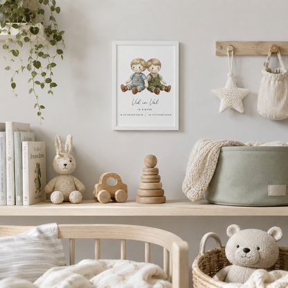 Grafika z rojstnimi podatki za dvojčka – fantka