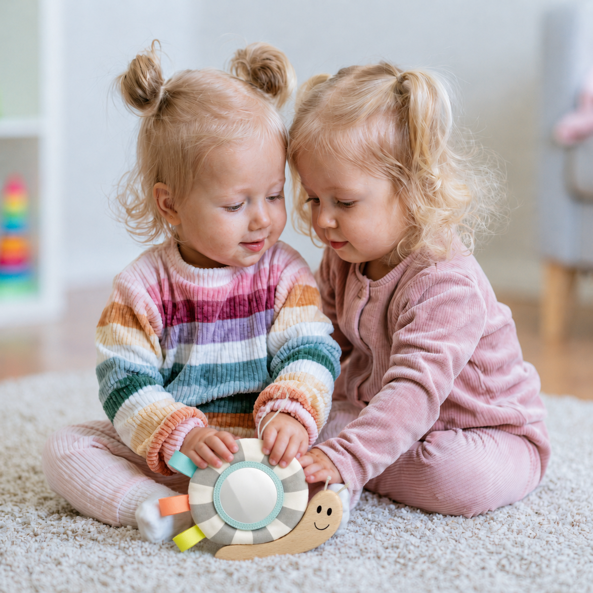 Hape Polžek z ogledalom in ropotuljico – obesek za voziček