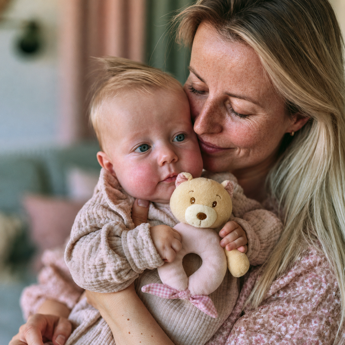 Baby Hug ropotulja medvedek - roza