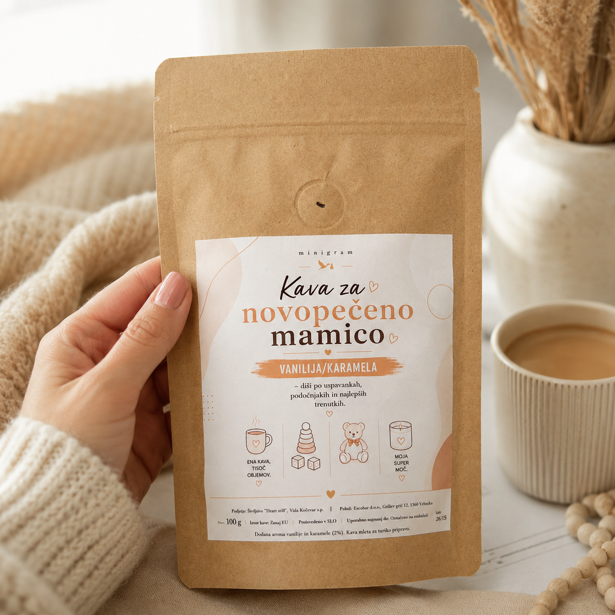 Kava za novopečeno mamico – vanilija in karamela, 100 g