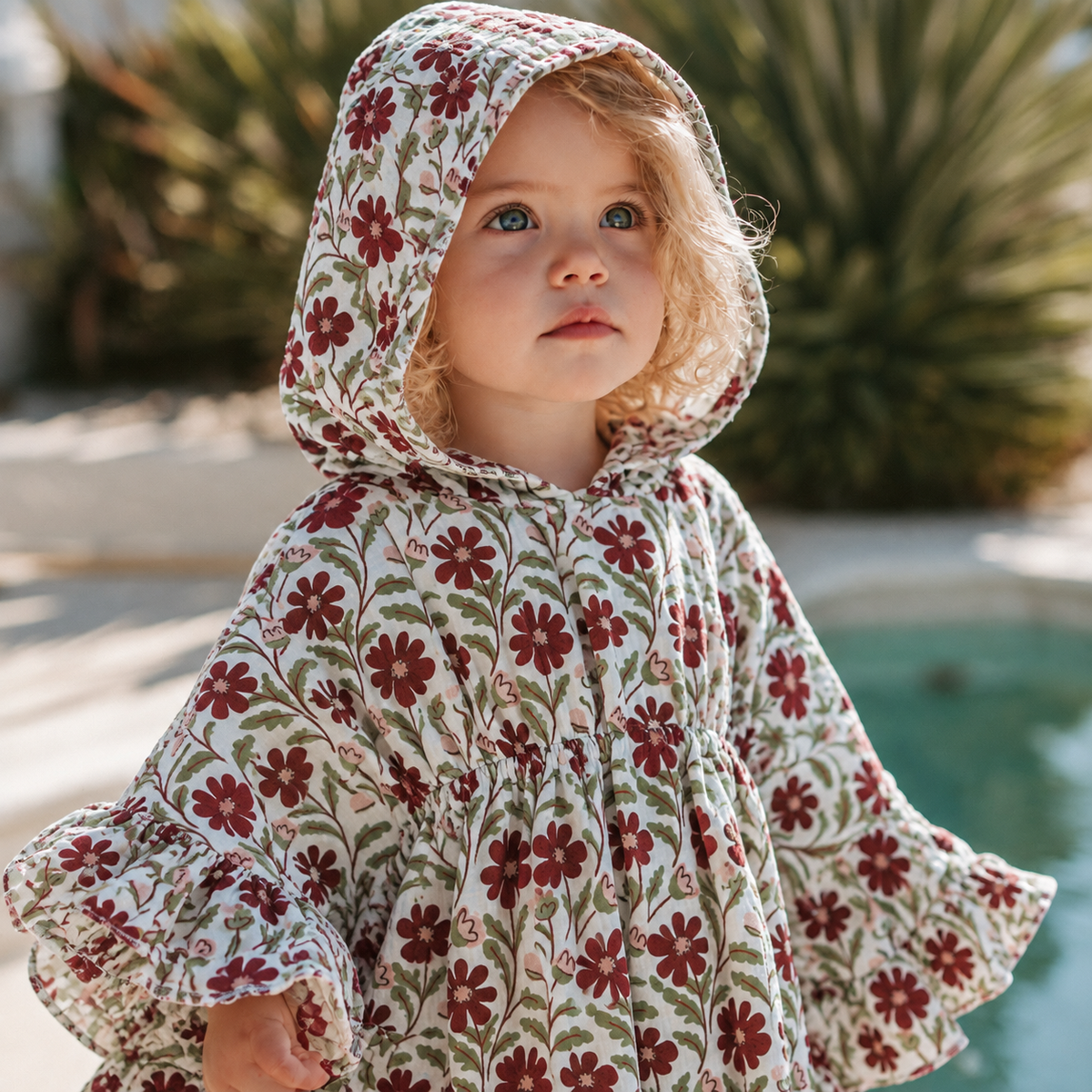 Otroški poncho LUMIÉ - cvetlice