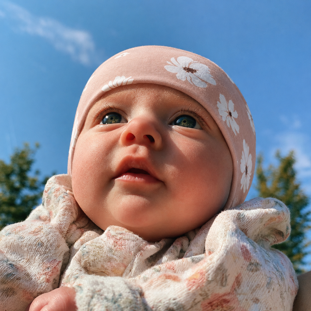 Otroški trak za ušesa LUMIÉ - soft pink rožice