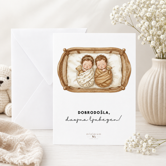 Voščilnica - Dobrodošla, dvojna ljubezen!