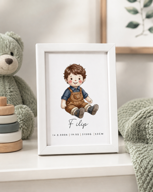 Grafika z rojstnimi podatki – fantek (rjav)