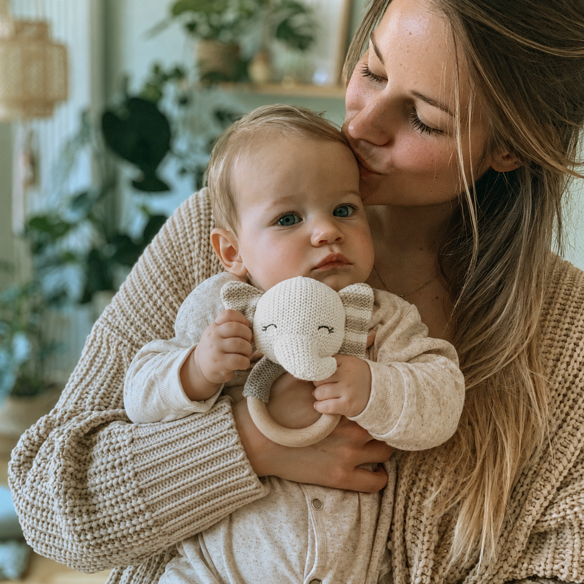 Baby Hug pletena ropotuljica Slonček